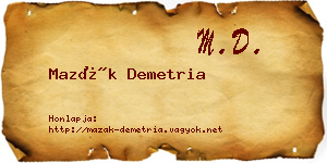 Mazák Demetria névjegykártya